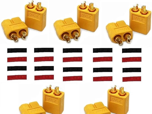 XT60 Male/Female Bullet Connectors with Heat Shrink (10 Pairs)