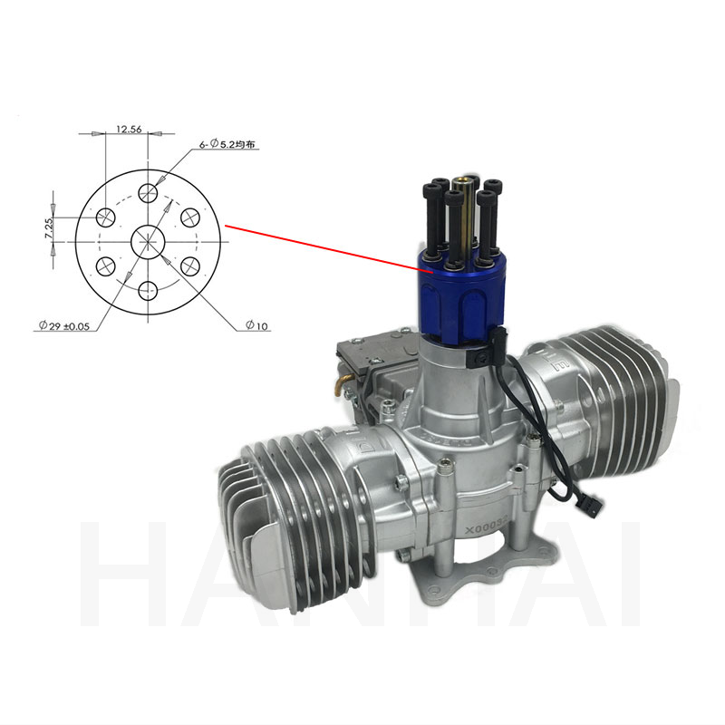 DLE130钢筋混凝土型号汽油发动机130CC飞机发动机排量双缸2冲程空气冷却手动启动