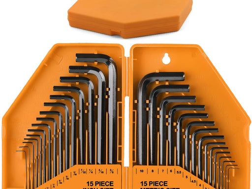 Hex Key Allen Wrench Set 30 Pieces Metric/SAE with Case