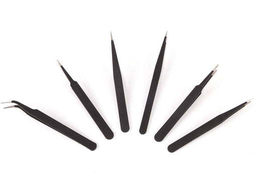 Precision ESD-Safe Anti-Static Tweezers Set (6 Pieces) for Electronics