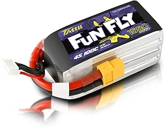 TATTU FunFly 4S Lipo Battery 1550mAh 100C 14.8V LiPo Battery Pack with XT60 Plug for RC Boat Heli Airplane UAV Drone FPV Skylark Emax Nighthawk 250 Practice
