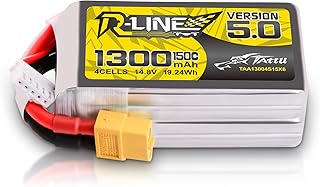 TATTU R-Line Version 5.0 4S Lipo Battery 14.8V 150C 1300mAh Lipo Battery Pack with XT60 Plug