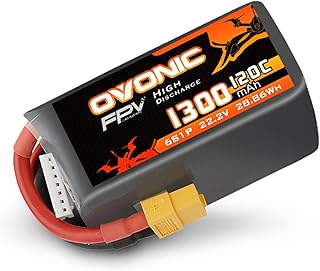 OVONIC 6s Lipo Battery 120C 1300mAh 22.2V Lipo Battery with XT60 Connector for RC FPV Racing Drone Quadcopter