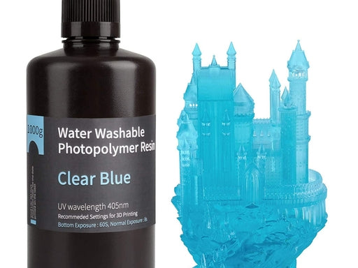 Water-Washable 3D Printer Resin 1kg Rapid Curing (Clear Blue)