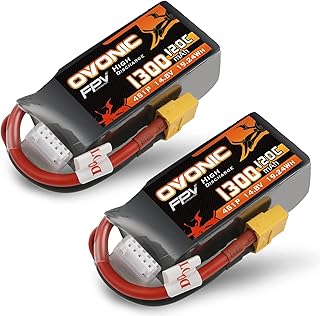 OVONIC 4s Lipo Battery 120C 1300mAh 14.8V Lipo Battery with XT60 Plug for RC FPV Racing Drone Quadcopter(2 Packs)