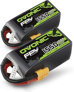 OVONIC 4s Lipo Battery 100C 1550mAh 14.8V Lipo Battery with XT60 Connector for RC FPV Racing Drone Quadcopter(2 Packs)