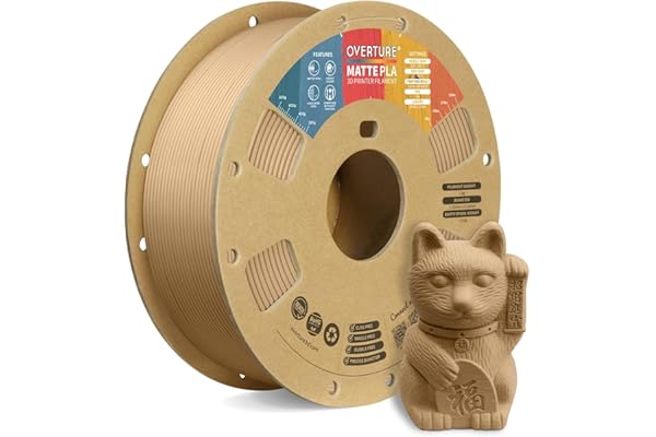 OVERTURE Matte PLA 3D Printer Filament 1.75mm, Matt Surface & Low Warping Filam