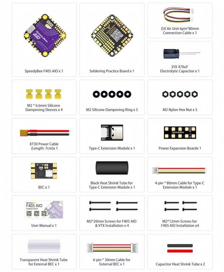 SpeedyBee F405 AIO 40A Blue-jay 25.5x25.5飞行控制器ICM-42688陀螺仪FPV Lipo电池ESC新SPA06-003气压计