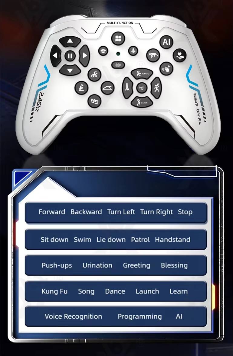 智能AI产品2025编程特技动作交互式语音遥控智能机器人狗玩具音乐和灯光