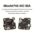 MicoAir H743 AIO 35A AM32 25.5x25.5 3-6S飞行控制器工业级双IMUs 480MHz开源32位ESC遥控器