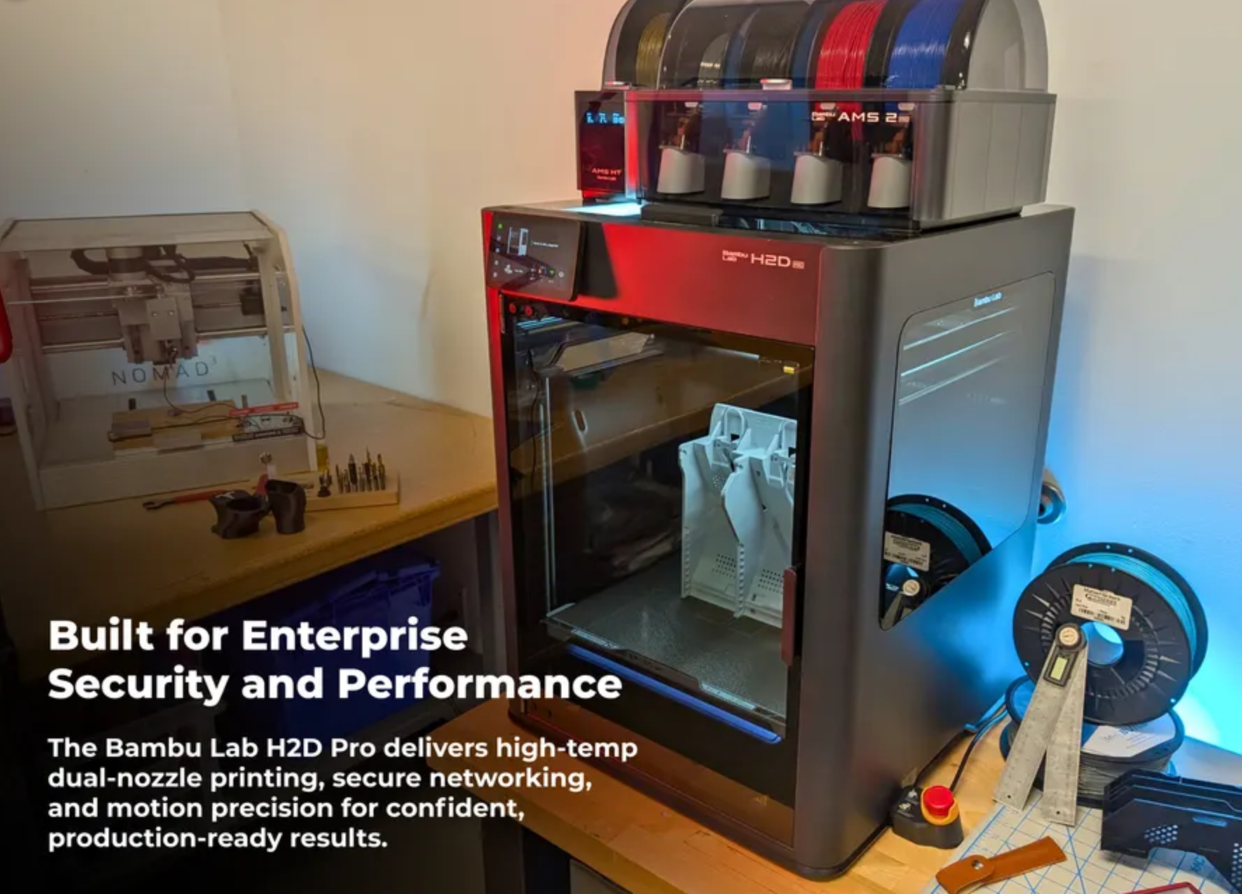 H2D AMS Combo 双喷头 3D 打印机 大型 350*320*325mm 高速 500mm/s 封闭式 Core-XY FDM 适合多材料打印店