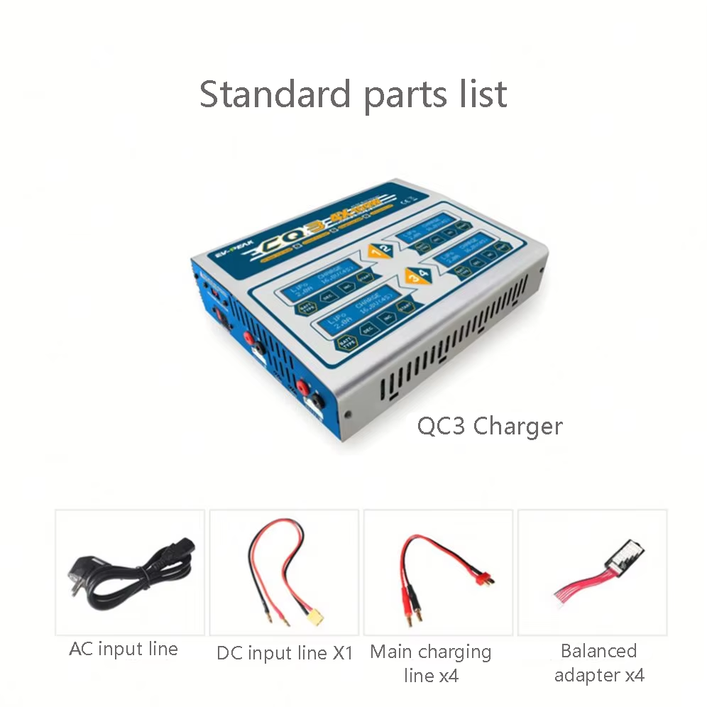 EV-PEAK 蓝色 CQ3 四通道独立输出 6S 100W 多功能平衡充电器 私模中国制造 无人机遥控飞机