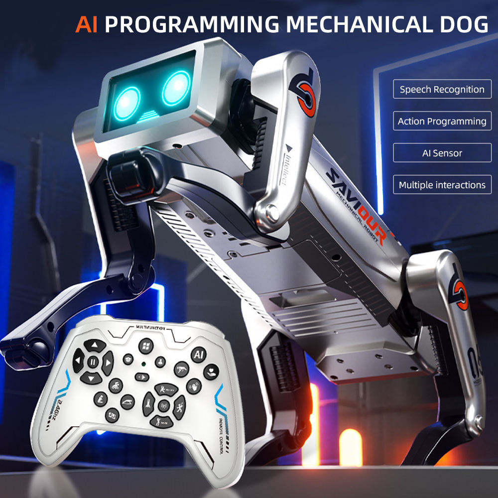 智能AI产品2025编程特技动作交互式语音遥控智能机器人狗玩具音乐和灯光