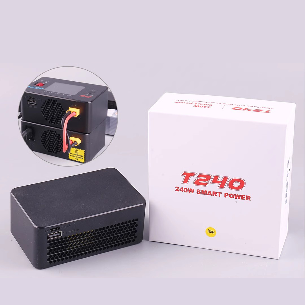 HOTA T240 240瓦电源电源适配器电源单元，适用于Hota P6 D6 Q8 Q8智能平衡充电器，带XT60输出欧盟/美国/英国插头