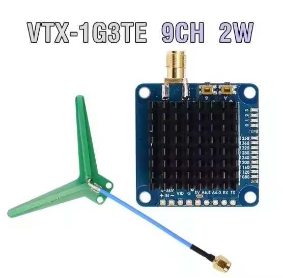 用于FPV遥控远程无人机的MATEK VTX-1G3TE V2视频发射器1.2GHz 1.3GHz 2000mW 2W 9CH流浪汉VTX控制附件6-36v