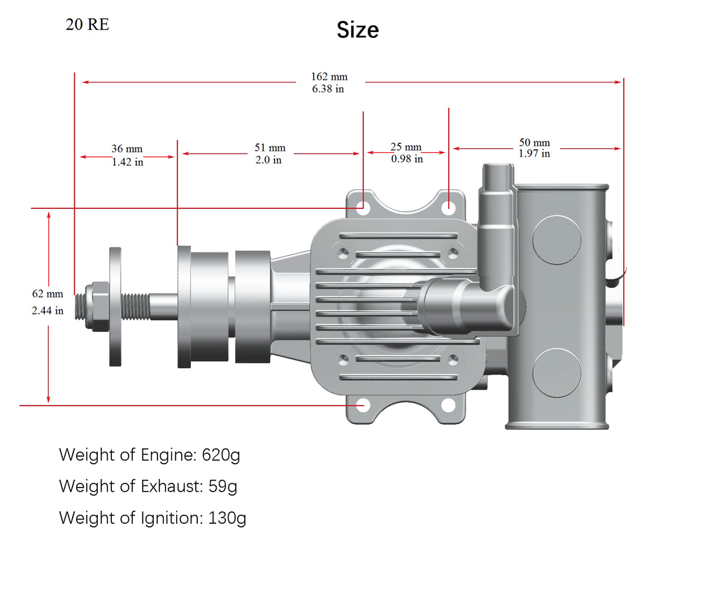 热销产品RCGF毒刺20CC Re 2冲程发动机汽油发动机RC飞机2循环毒刺20cc发动机固定翼