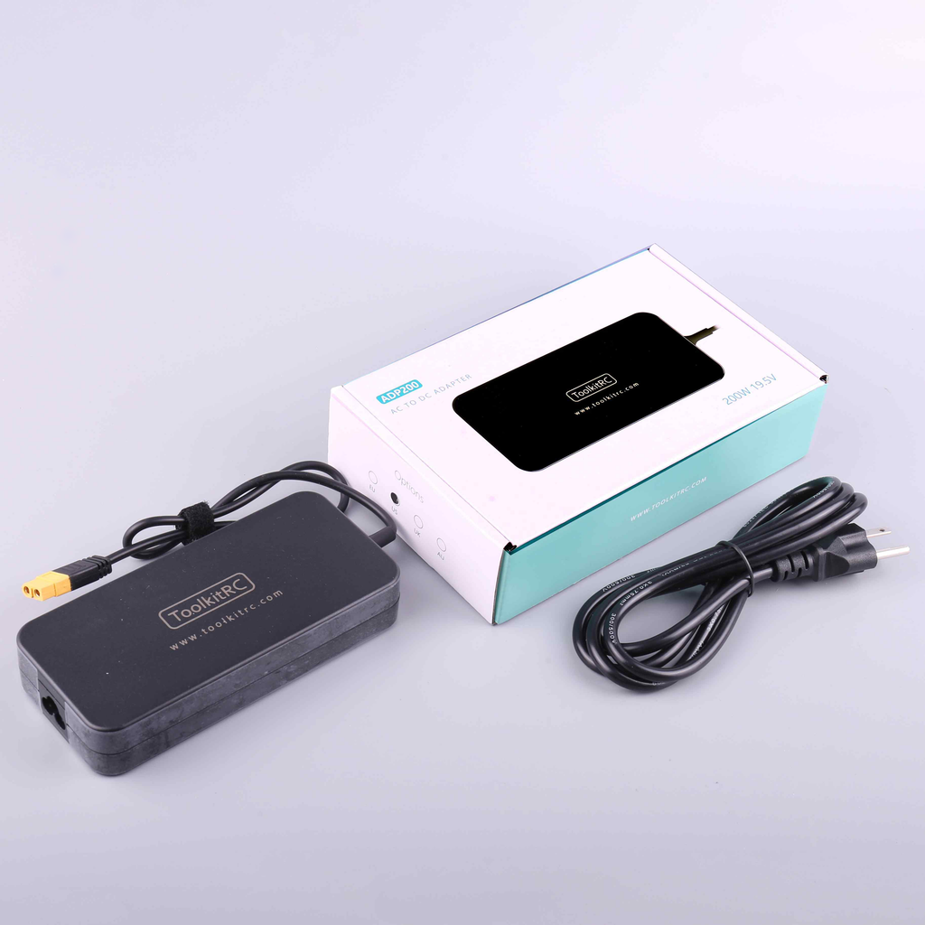 ToolkitRC ADP200交流电源适配器200瓦电源XT60插头输出19.5V 10.3a用于RC LiPo电池充电器平衡无人机模型