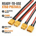 XT60 Pigtail Connector with 14AWG Silicone Wire (5 Pairs)