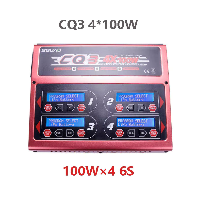 电动汽车峰值CQ3充电器4*100W 10A 1-6S平衡充电器TX60 JST-XH适配器板，用于LiPo NiMH NiCd锂电池遥控汽车混合动力