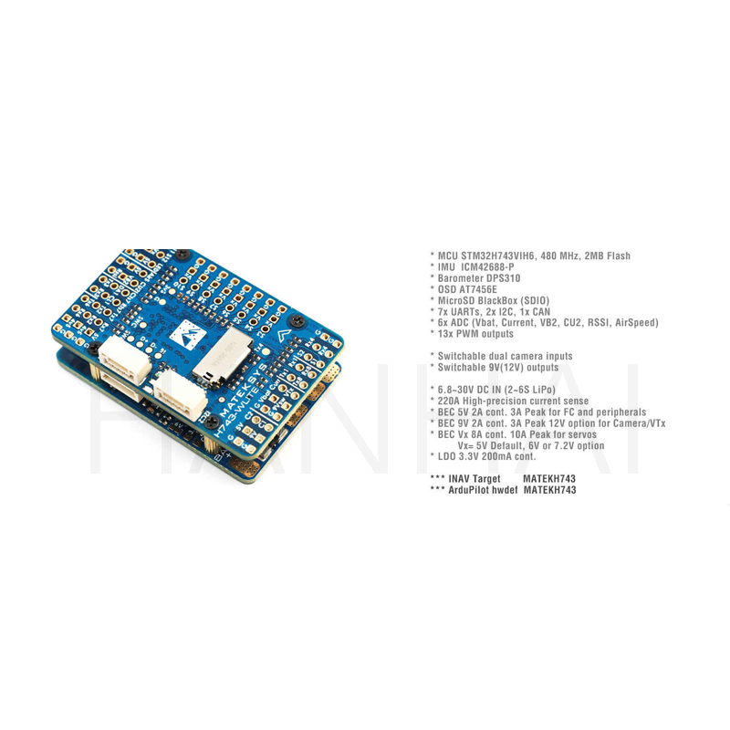 MATEK系统H743-WLITE飞行控制器内置OSD 2-6S LiPo Lite ArduPilot INAV，用于遥控FPV无人机，而不是F765-WSE MicroSD