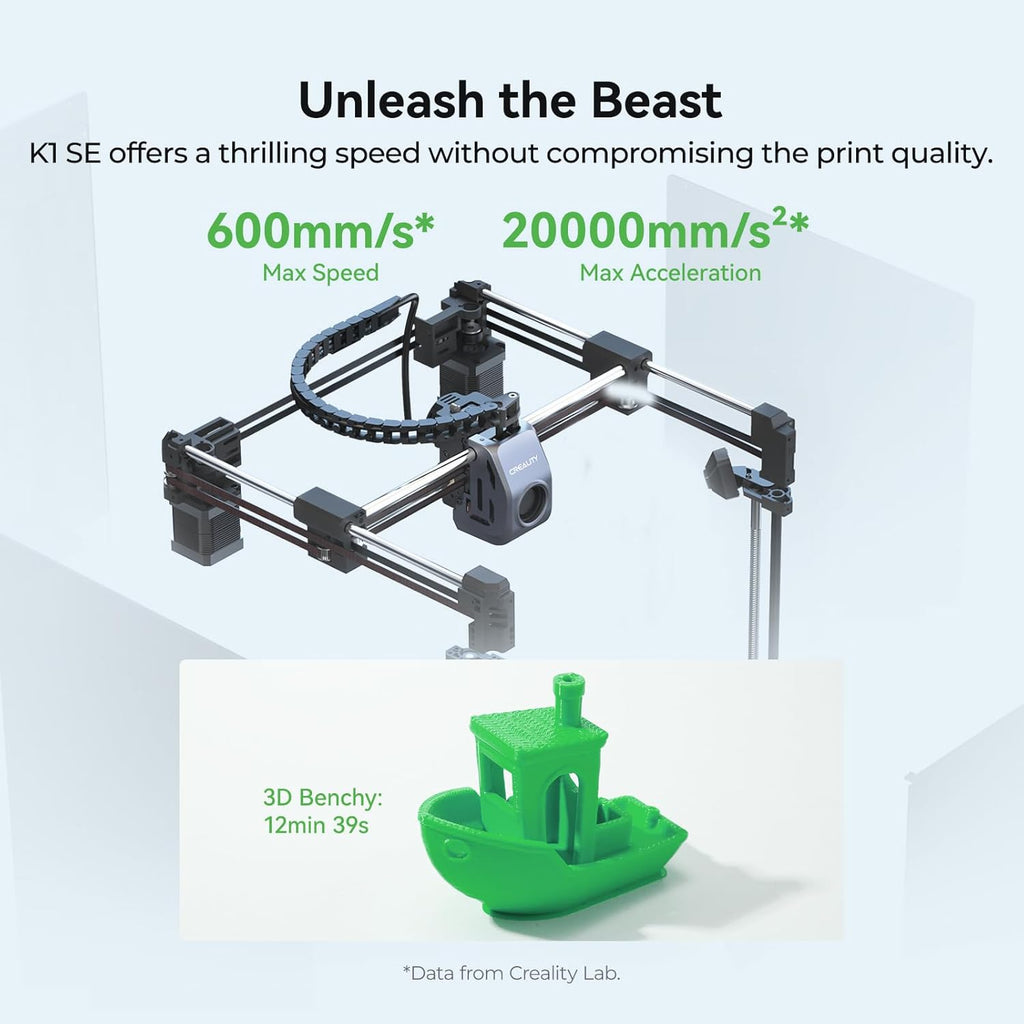 For K1 SE 3D Printer Aluminum Black Kids Beginners Fully Assembled Auto Leveling 600mm/s Max High-Speed Printing Supporting