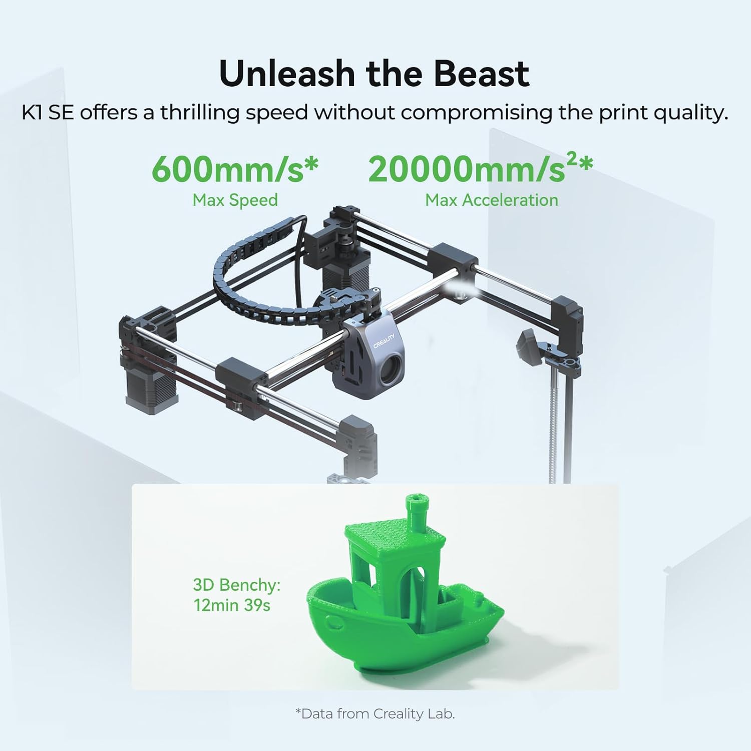 For K1 SE 3D Printer Aluminum Black Kids Beginners Fully Assembled Auto Leveling 600mm/s Max High-Speed Printing Supporting