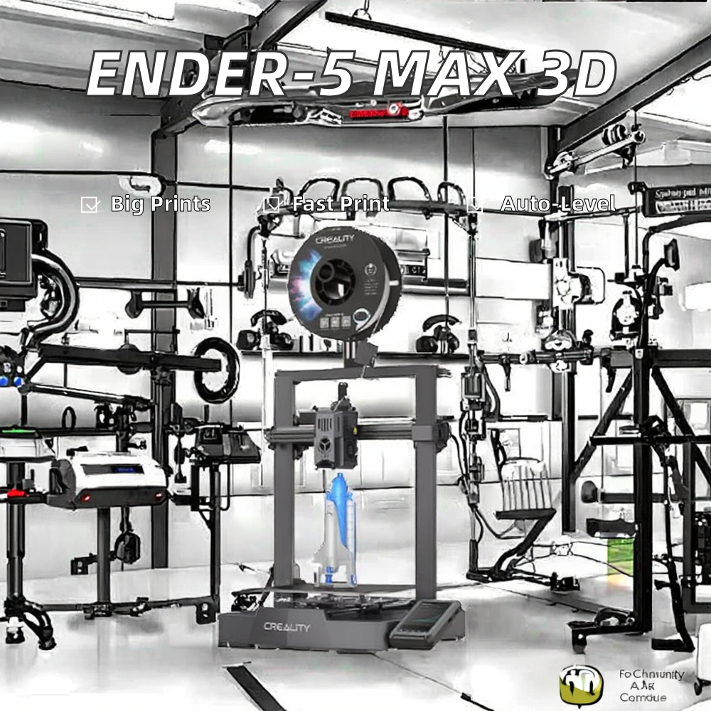 Ender-5 Max 3D Printer 700mm/s High-Speed Automatic Leveling Large 400*400*400mm Printing Size New Condition 1 Year PLA 1.75mm 1