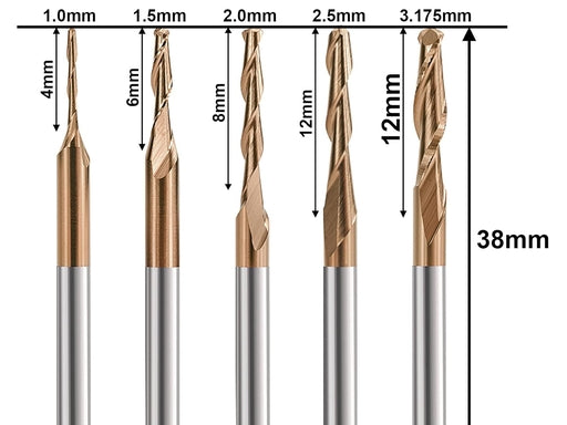 Ball Nose End Mill Set 1/8 inch Shank 10pcs