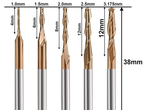 Ball Nose End Mill Set 1/8 inch Shank 10pcs
