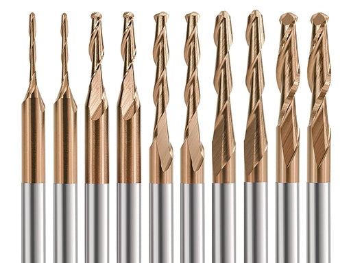 Ball Nose End Mill Set 1/8 inch Shank 10pcs