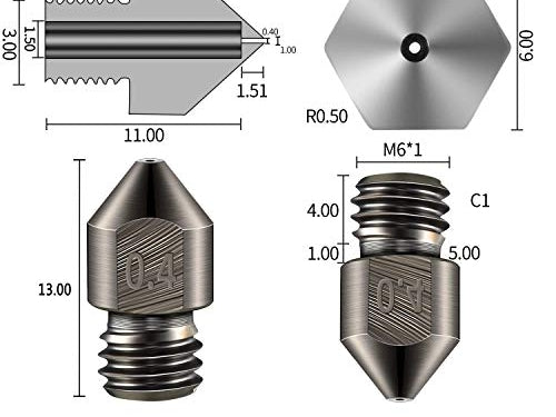 MK8 Hardened Steel Nozzle 0.4mm (5 Pack)